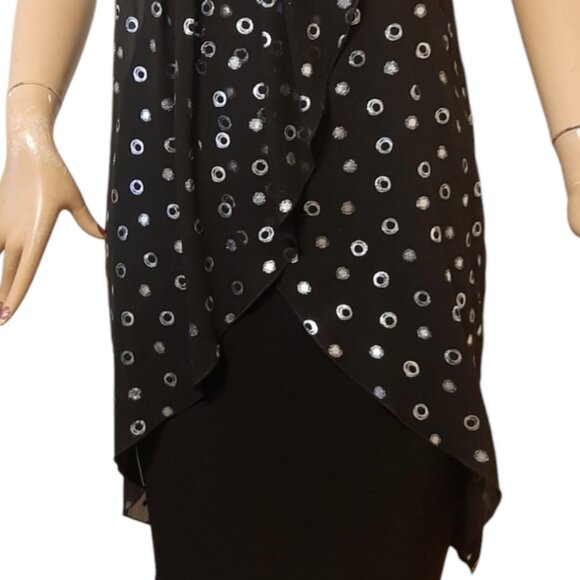 Frank Lyman Black & Silver Layered Dress Women's Size 8 - Picture 3 of 5